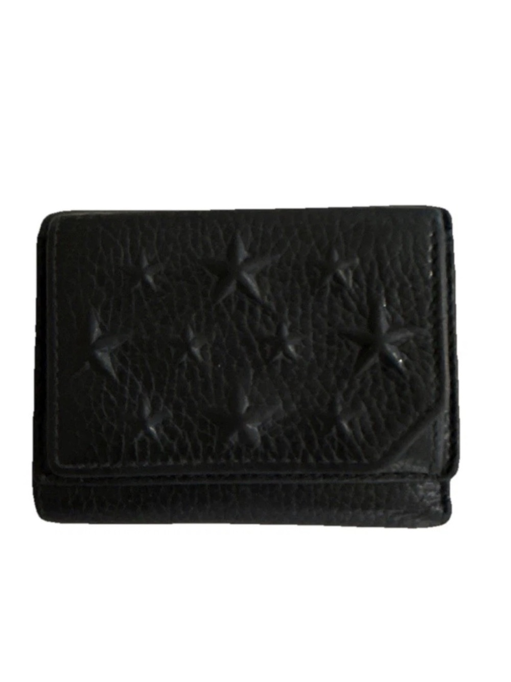Jimmy Choo Black Embossed Mixed Stars Tri-Fold Leather Wallet, Front Coin Pocket
